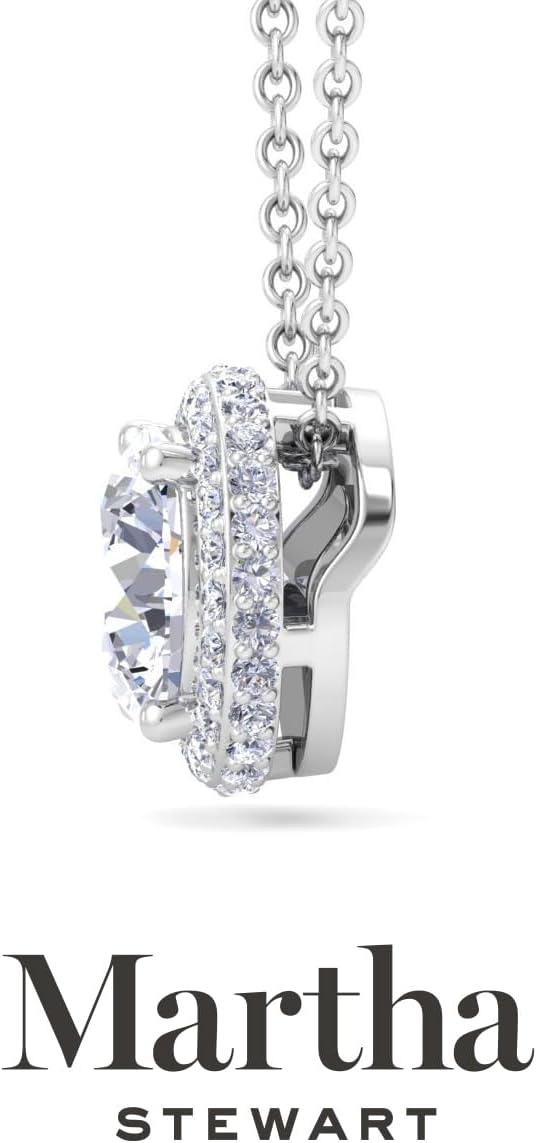 imageMartha Stewart 2 14 Carat Lab Grown Diamond Halo Necklace In 14 Karat Gold Lab Grown Diamond Necklace For Womenwhitegold