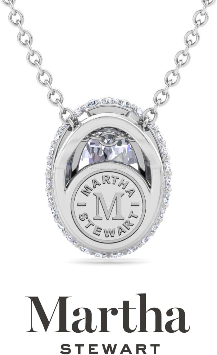 imageMartha Stewart 2 14 Carat Lab Grown Diamond Halo Necklace In 14 Karat Gold Lab Grown Diamond Necklace For Womenwhitegold