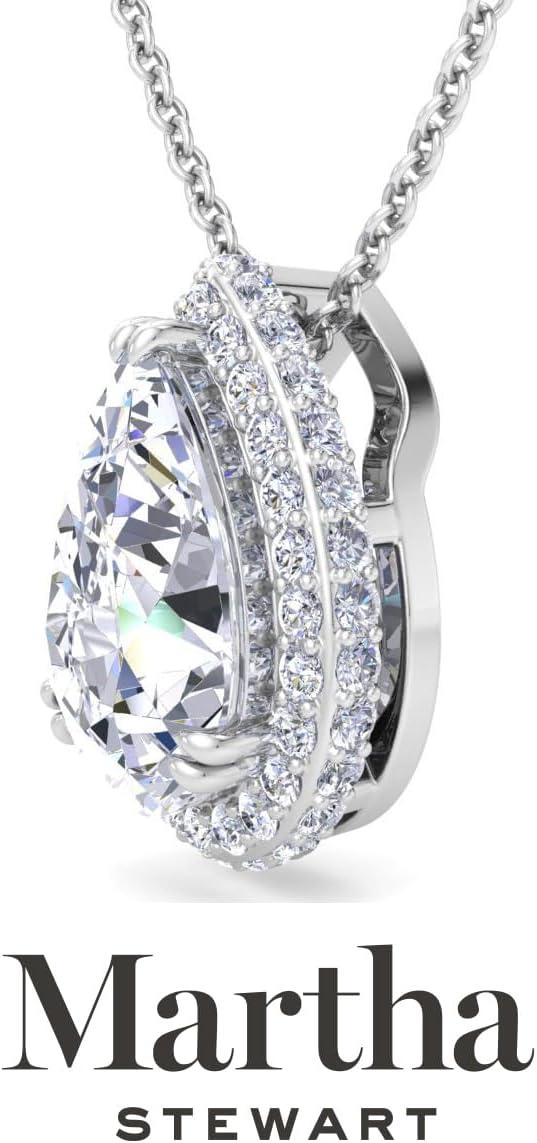imageMartha Stewart 2 14 Carat Lab Grown Diamond Halo Necklace In 14 Karat Gold Lab Grown Diamond Necklace For Womenwhitegold