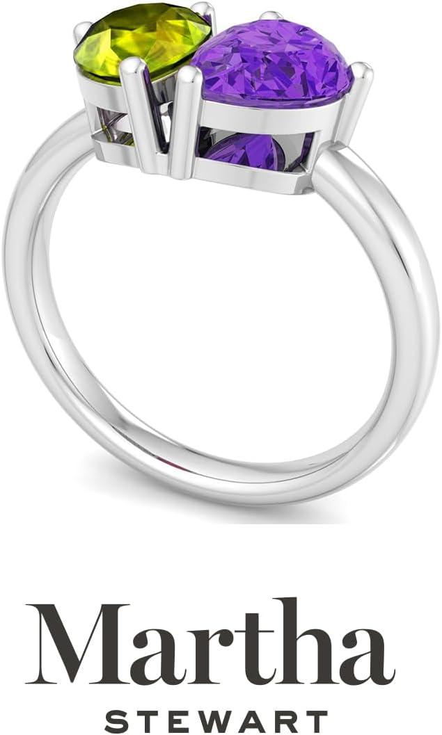 imageMartha Stewart 2 Carat Two Stone Gemstone Ring For Women in Sterling Silver Gemstone Jewelry For WomenOption 4