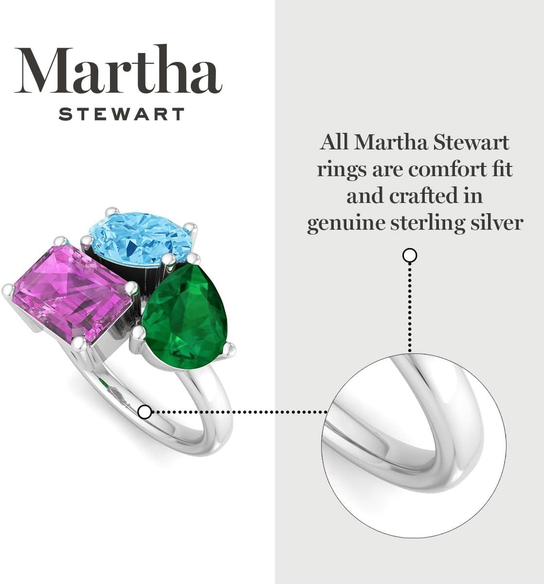 imageMartha Stewart 3 34 Carat Three Stone Gemstone Ring for Women in Sterling Silver Gemstone Jewelry For WomenOption 2