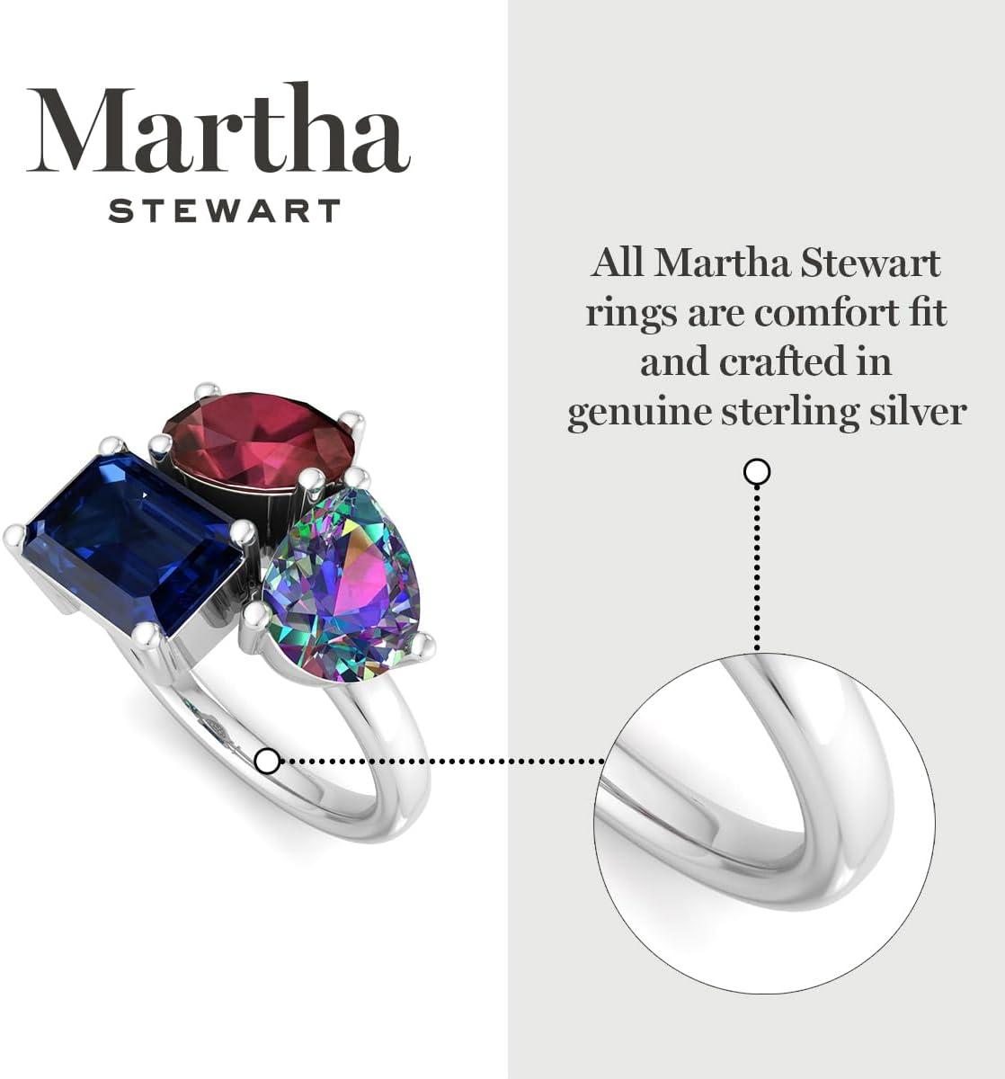 imageMartha Stewart 3 34 Carat Three Stone Gemstone Ring for Women in Sterling Silver Gemstone Jewelry For WomenOption 3