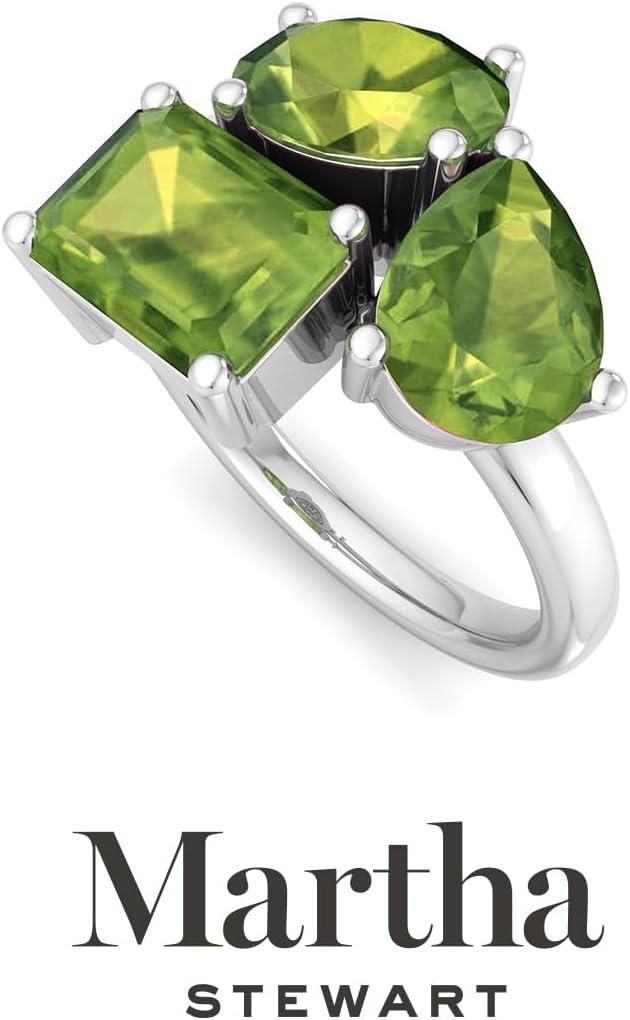 imageMartha Stewart 3 34 Carat Three Stone Gemstone Ring for Women in Sterling Silver Gemstone Jewelry For WomenOption 4