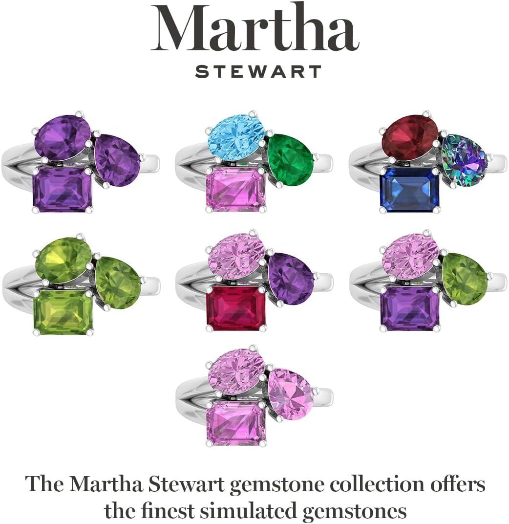imageMartha Stewart 3 34 Carat Three Stone Gemstone Ring for Women in Sterling Silver Gemstone Jewelry For WomenOption 4