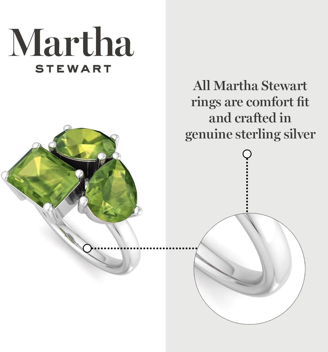 imageMartha Stewart 3 34 Carat Three Stone Gemstone Ring for Women in Sterling Silver Gemstone Jewelry For WomenOption 4