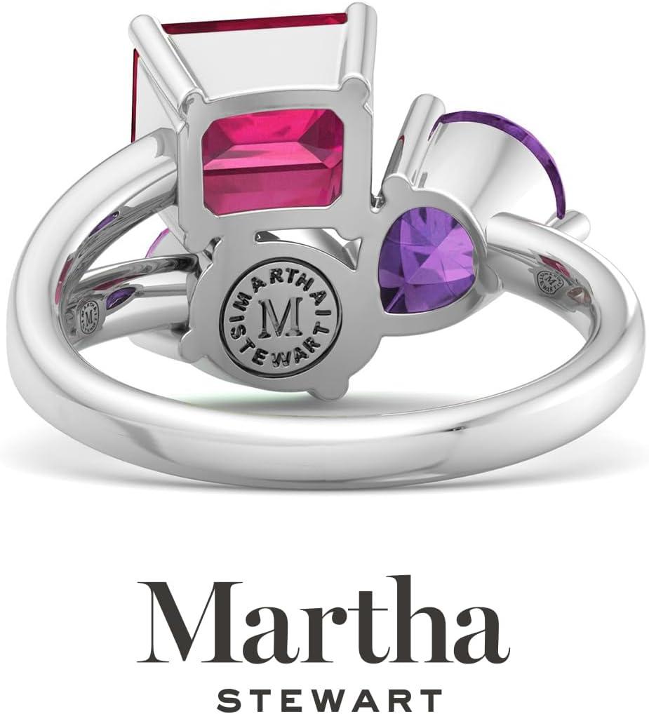 imageMartha Stewart 3 34 Carat Three Stone Gemstone Ring for Women in Sterling Silver Gemstone Jewelry For WomenOption 5