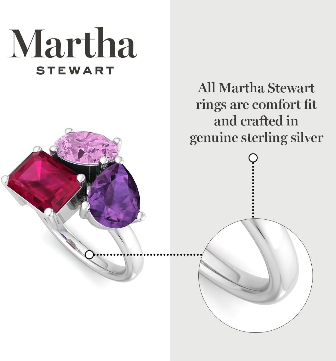 imageMartha Stewart 3 34 Carat Three Stone Gemstone Ring for Women in Sterling Silver Gemstone Jewelry For WomenOption 5