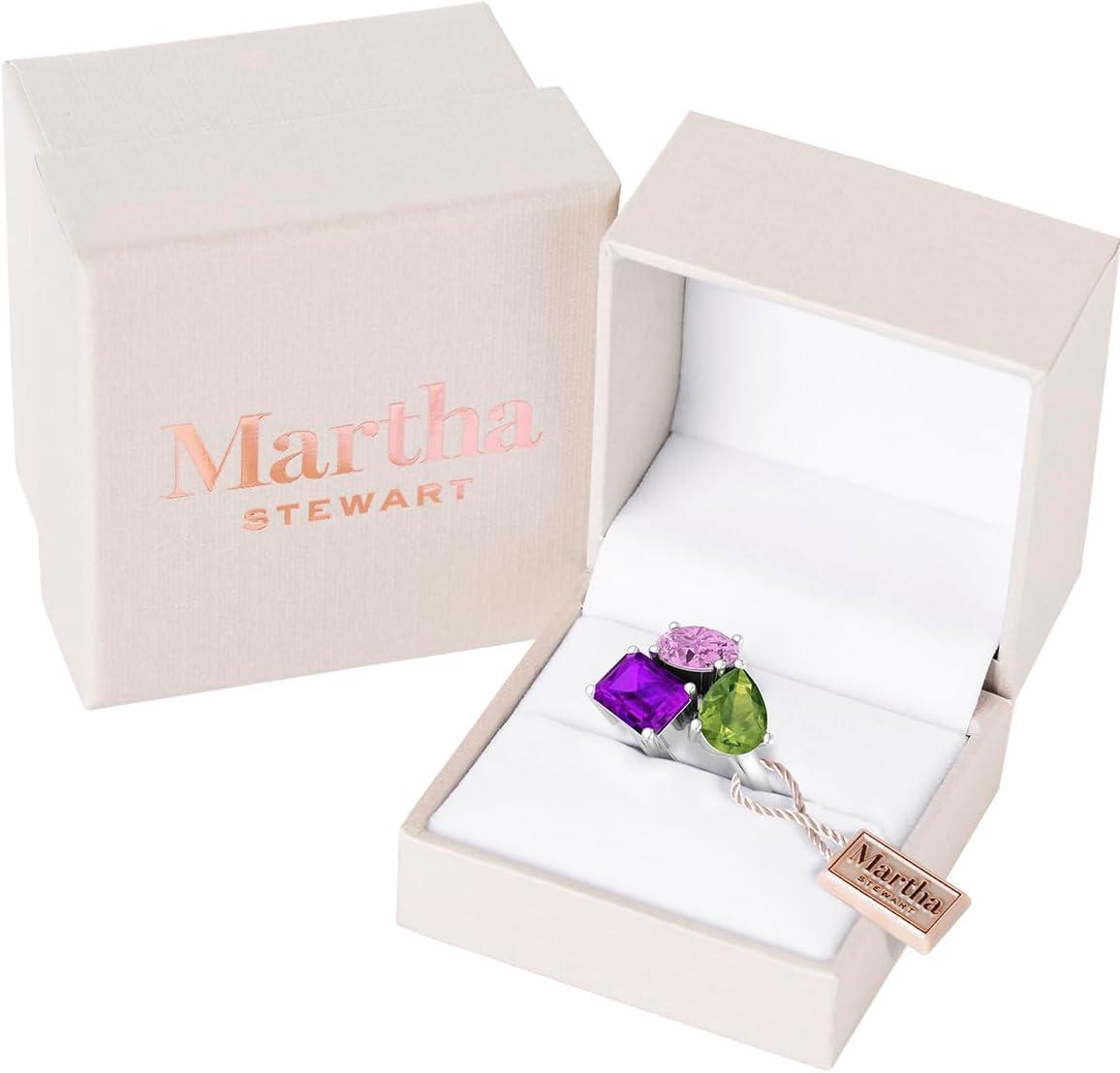 imageMartha Stewart 3 34 Carat Three Stone Gemstone Ring for Women in Sterling Silver Gemstone Jewelry For WomenOption 6