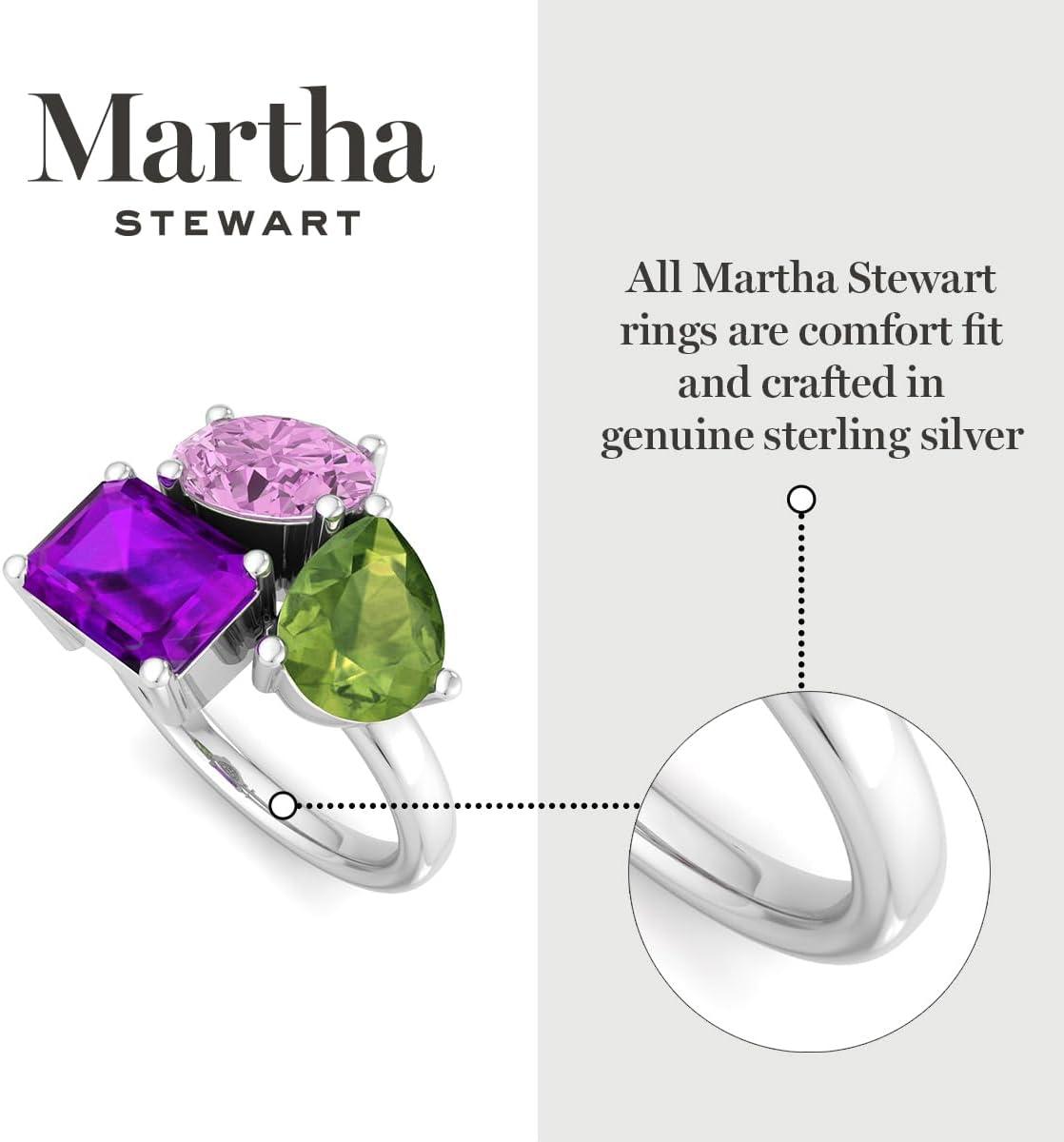 imageMartha Stewart 3 34 Carat Three Stone Gemstone Ring for Women in Sterling Silver Gemstone Jewelry For WomenOption 6