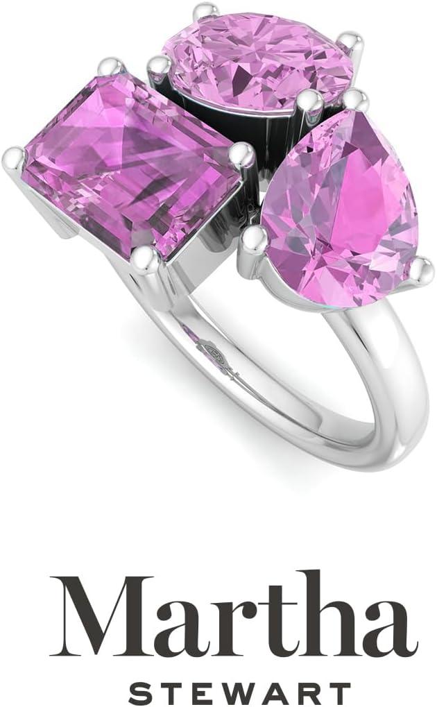 imageMartha Stewart 3 34 Carat Three Stone Gemstone Ring for Women in Sterling Silver Gemstone Jewelry For WomenOption 7