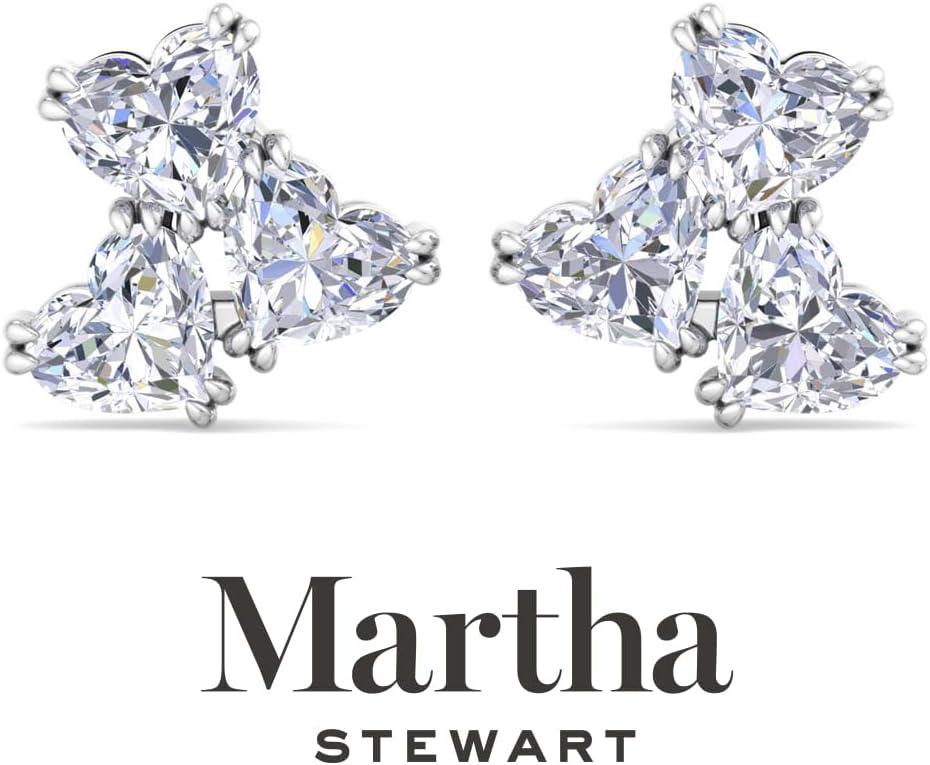 imageMartha Stewart 3 Carat Lab Grown Diamond Cluster Stud Earrings Heart Shapes in 14K Goldwhitegold