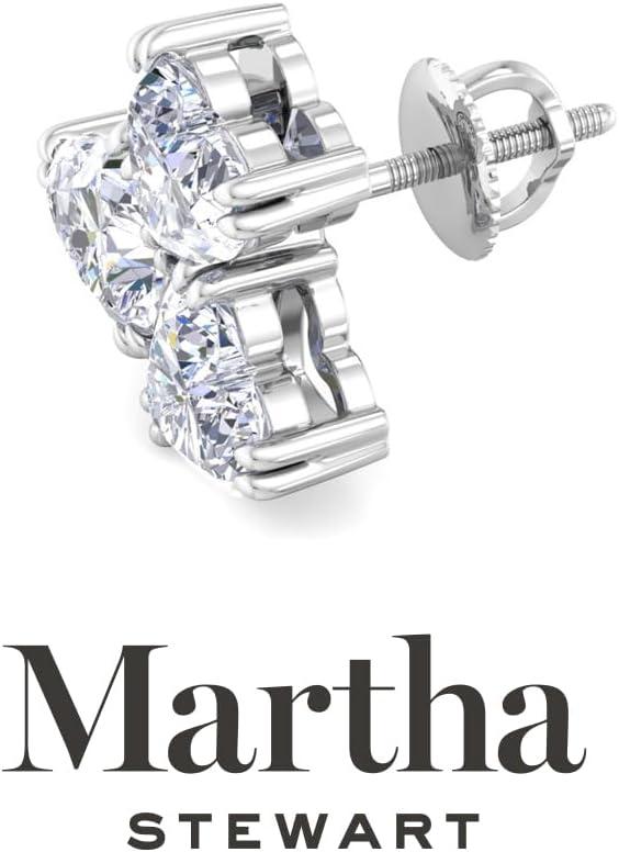 imageMartha Stewart 3 Carat Lab Grown Diamond Cluster Stud Earrings Heart Shapes in 14K Goldwhitegold