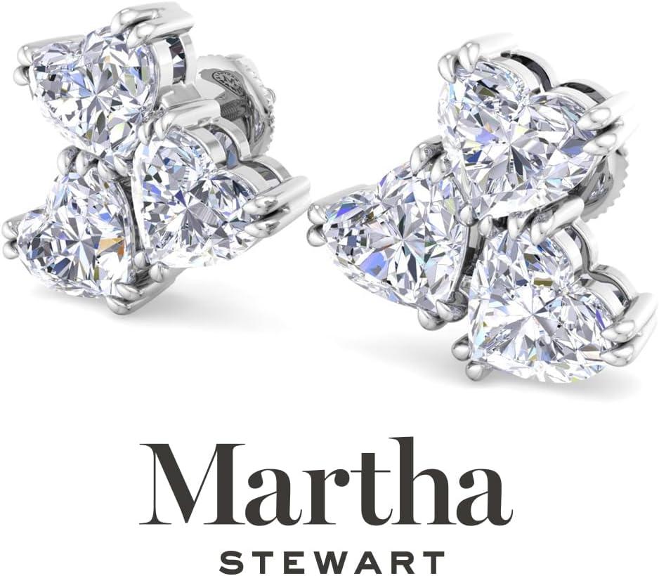 imageMartha Stewart 3 Carat Lab Grown Diamond Cluster Stud Earrings Heart Shapes in 14K Goldwhitegold