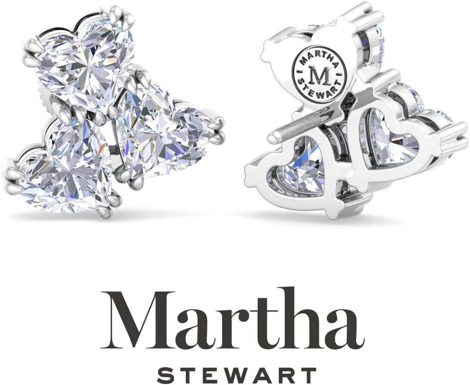 imageMartha Stewart 3 Carat Lab Grown Diamond Cluster Stud Earrings Heart Shapes in 14K Goldwhitegold