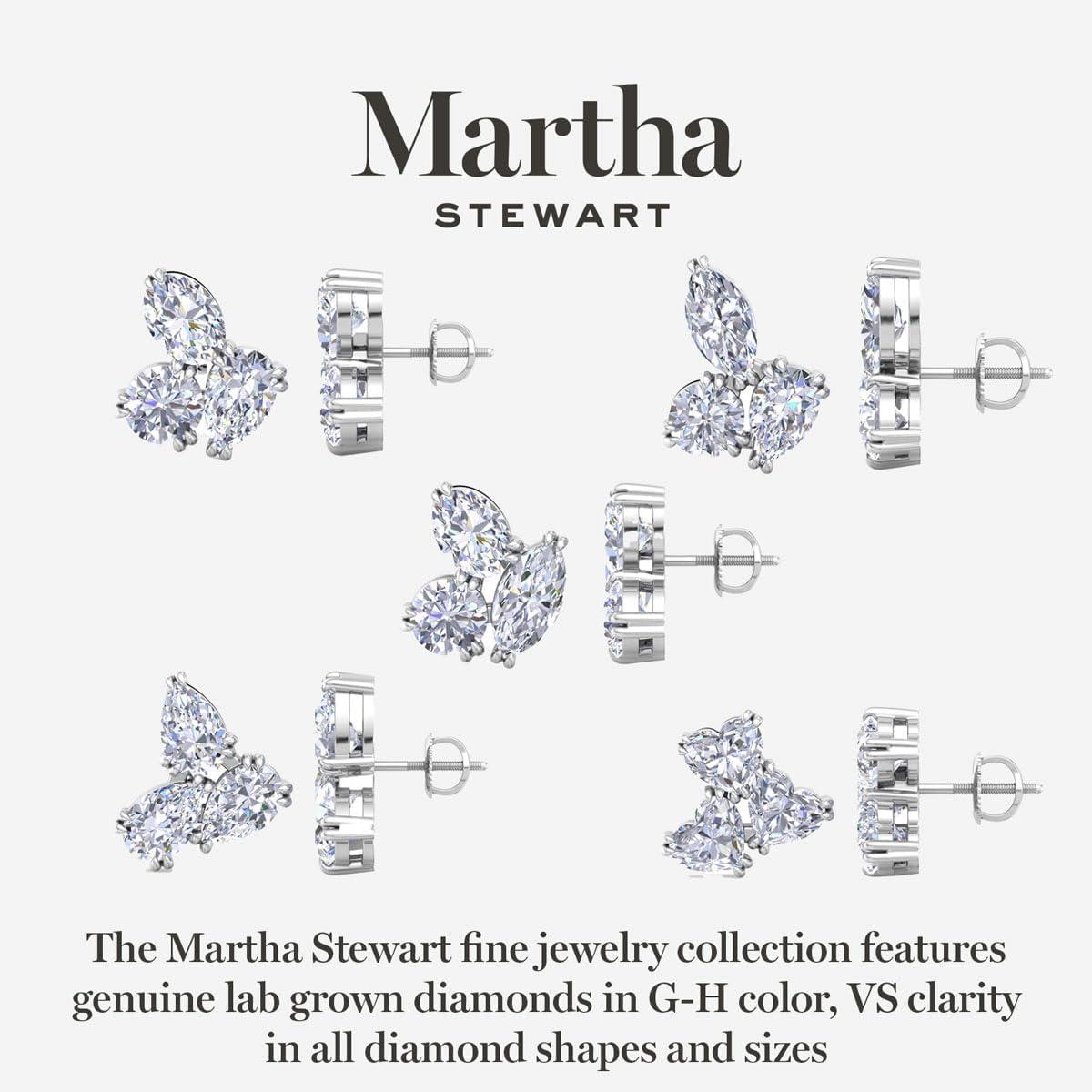 imageMartha Stewart 3 Carat Lab Grown Diamond Cluster Stud Earrings Marquise Round Oval Shapes in 14K Goldwhitegold