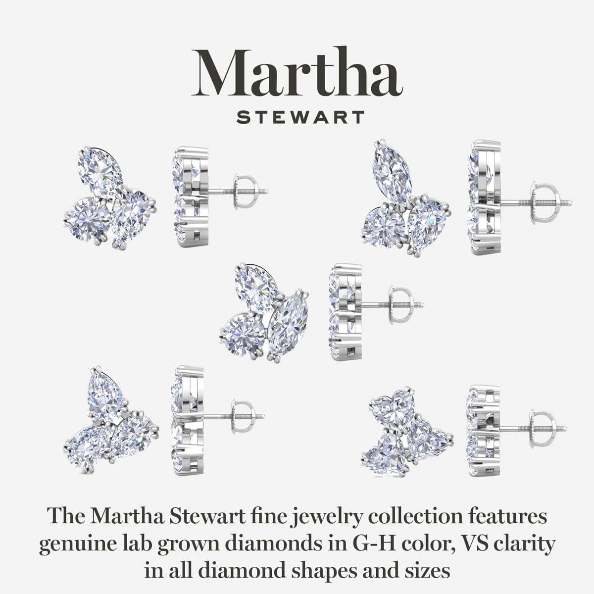 imageMartha Stewart 3 Carat Lab Grown Diamond Cluster Stud Earrings Pear Round Oval Shapes in 14K Goldwhitegold