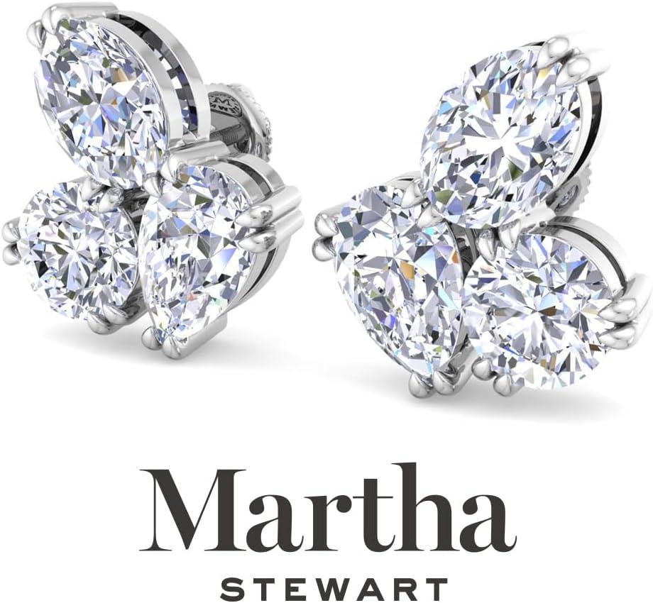 imageMartha Stewart 3 Carat Lab Grown Diamond Cluster Stud Earrings Pear Round Oval Shapes in 14K Goldwhitegold