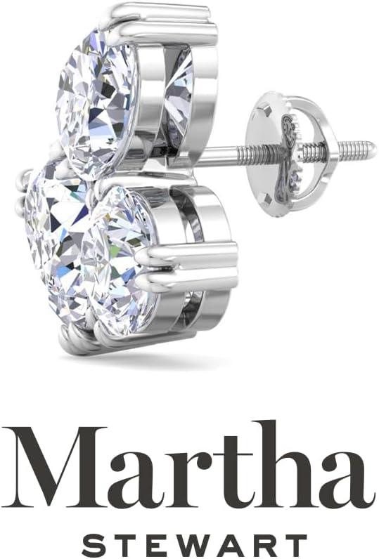 imageMartha Stewart 3 Carat Lab Grown Diamond Cluster Stud Earrings Pear Round Oval Shapes in 14K Goldwhitegold