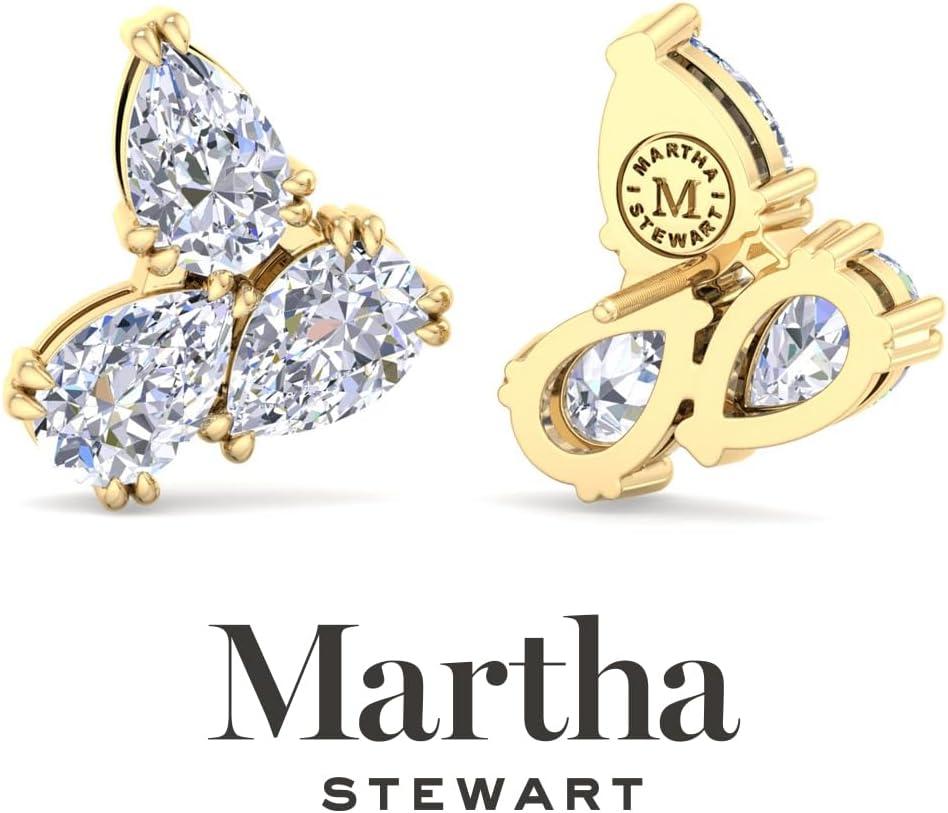 imageMartha Stewart 3 Carat Lab Grown Diamond Cluster Stud Earrings Pear Shapes in 14K Goldyellowgold