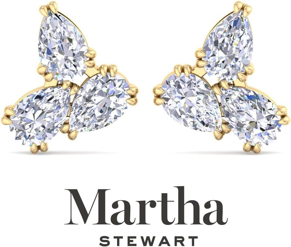 imageMartha Stewart 3 Carat Lab Grown Diamond Cluster Stud Earrings Pear Shapes in 14K Goldyellowgold