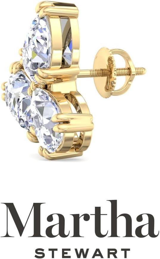 imageMartha Stewart 3 Carat Lab Grown Diamond Cluster Stud Earrings Pear Shapes in 14K Goldyellowgold