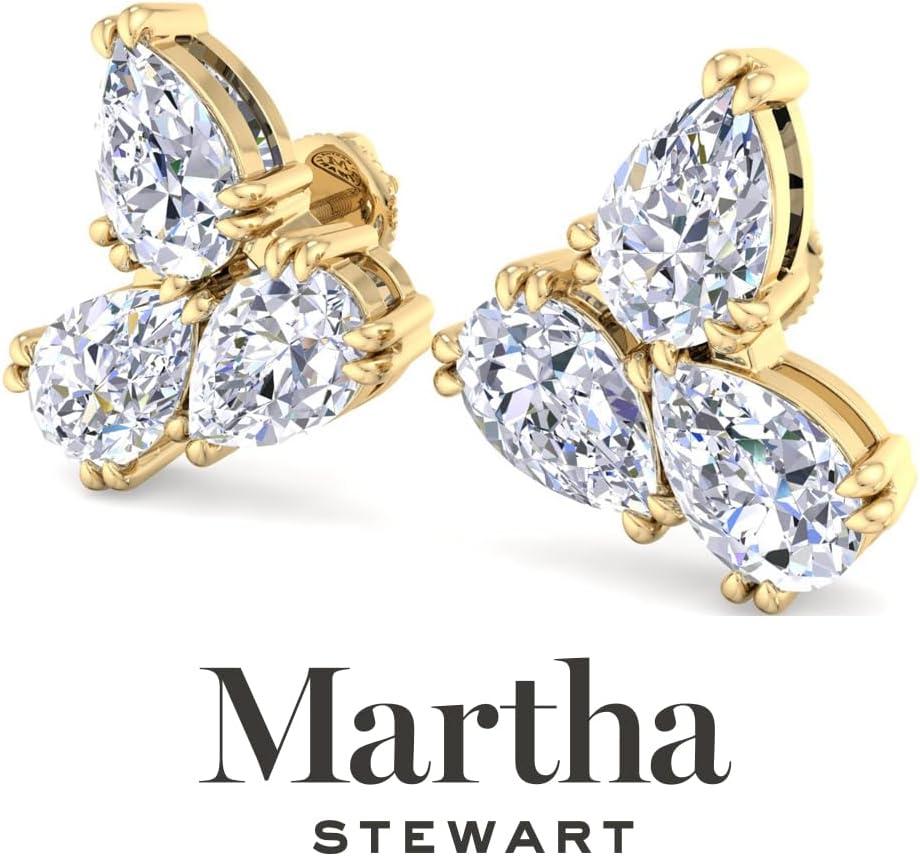 imageMartha Stewart 3 Carat Lab Grown Diamond Cluster Stud Earrings Pear Shapes in 14K Goldyellowgold