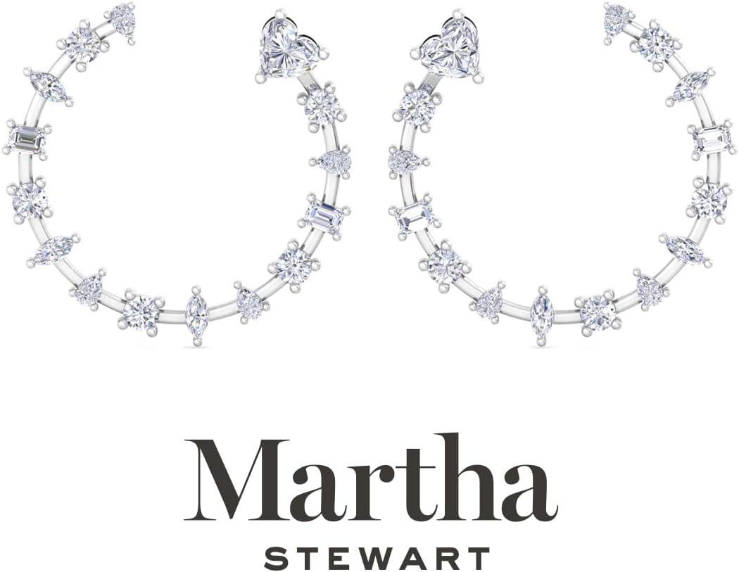 imageMartha Stewart 3 Carat Lab Grown Diamond Hoop Earrings 14 Karat Gold Diamond Hoop Earrings for Women Fancywhitegold