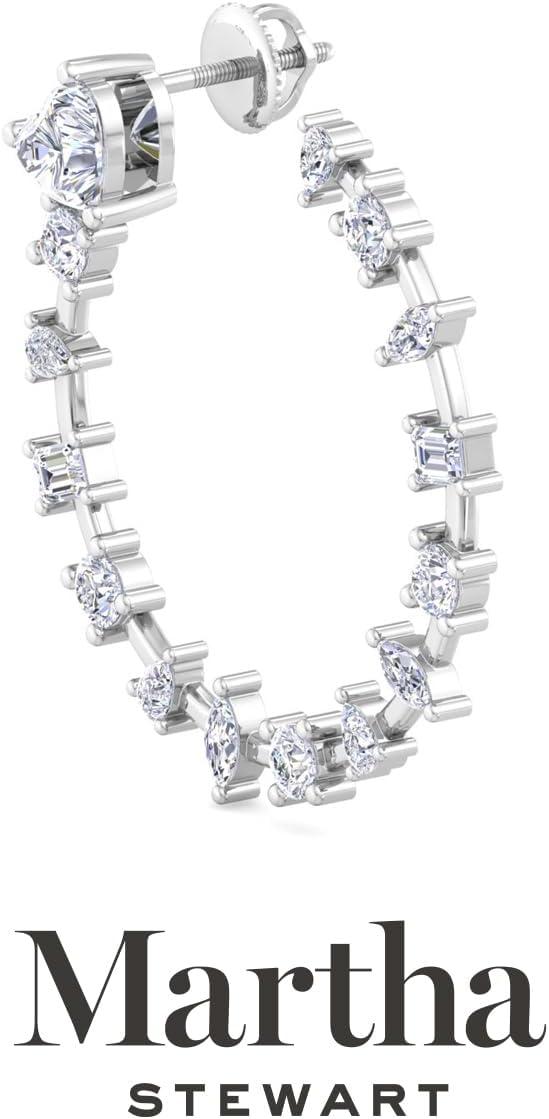 imageMartha Stewart 3 Carat Lab Grown Diamond Hoop Earrings 14 Karat Gold Diamond Hoop Earrings for Women Fancywhitegold