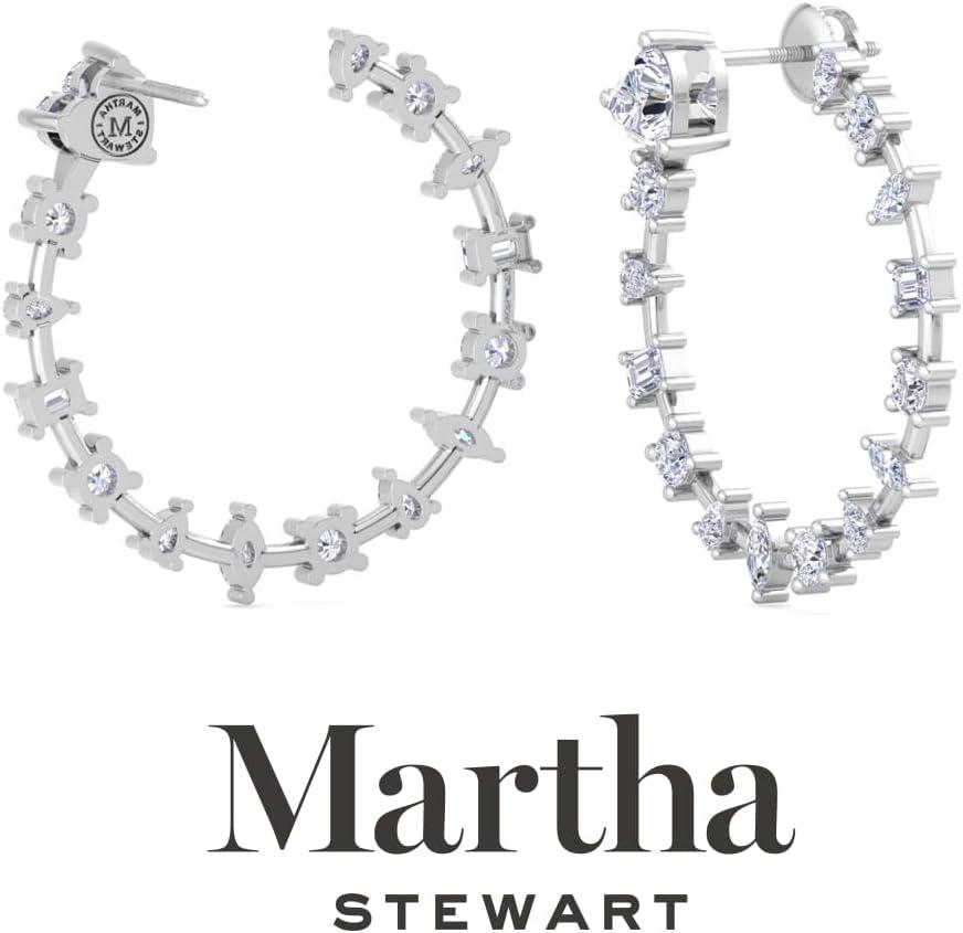 imageMartha Stewart 3 Carat Lab Grown Diamond Hoop Earrings 14 Karat Gold Diamond Hoop Earrings for Women Fancywhitegold