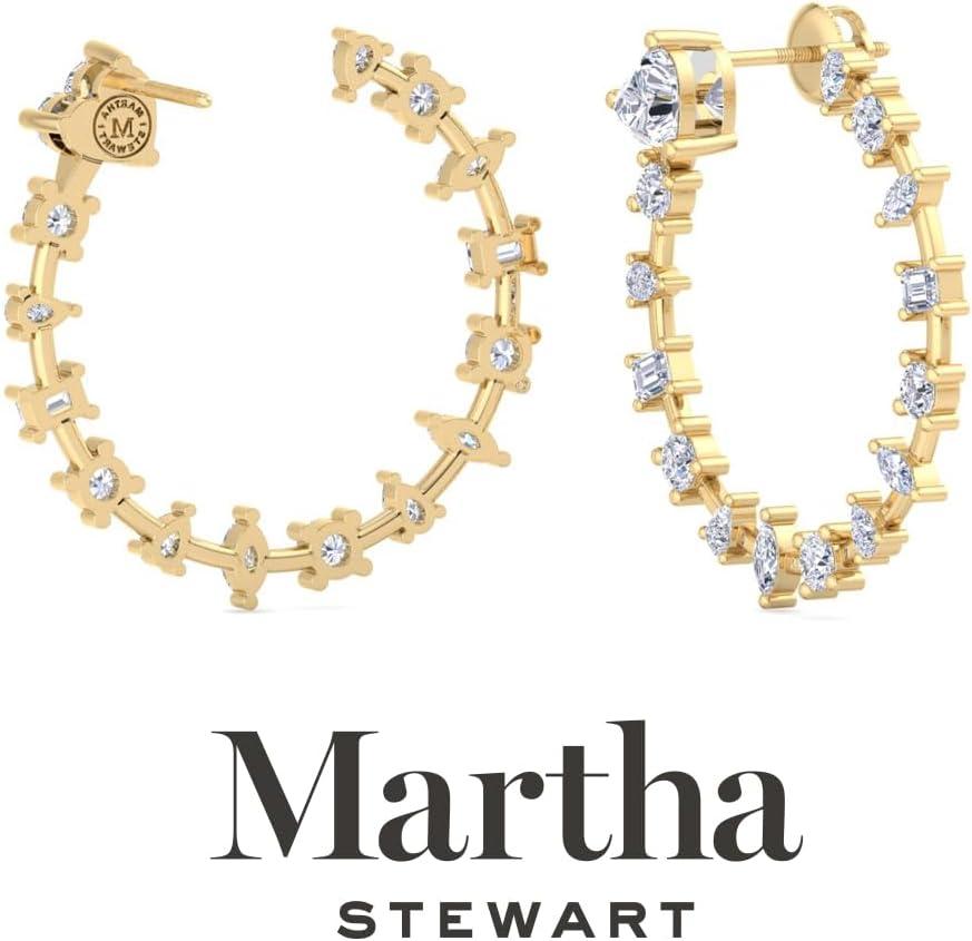 imageMartha Stewart 3 Carat Lab Grown Diamond Hoop Earrings 14 Karat Gold Diamond Hoop Earrings for Women Fancyyellowgold
