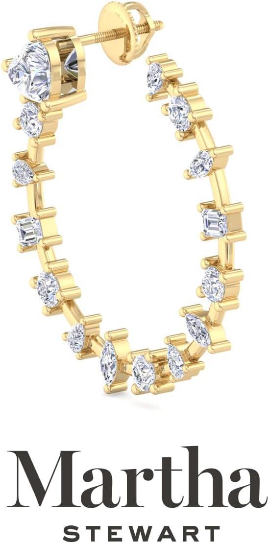 imageMartha Stewart 3 Carat Lab Grown Diamond Hoop Earrings 14 Karat Gold Diamond Hoop Earrings for Women Fancyyellowgold