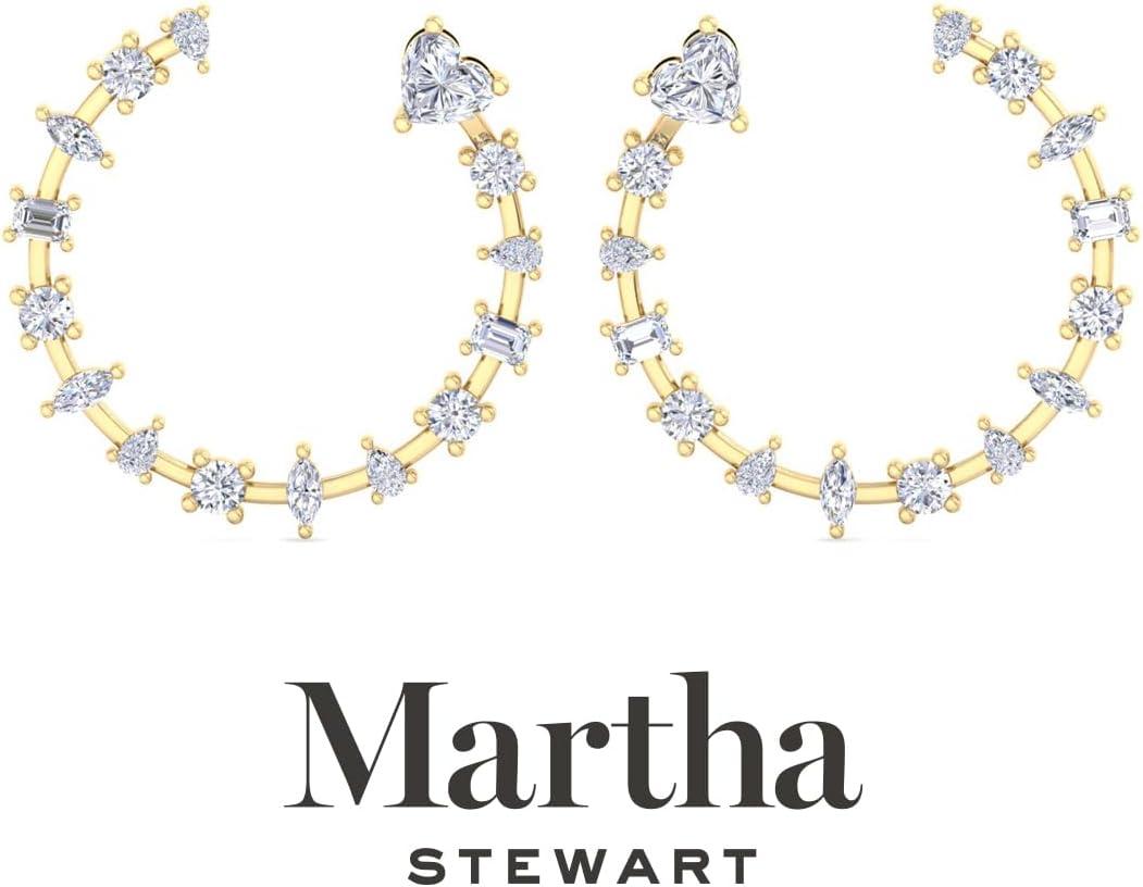 imageMartha Stewart 3 Carat Lab Grown Diamond Hoop Earrings 14 Karat Gold Diamond Hoop Earrings for Women Fancyyellowgold