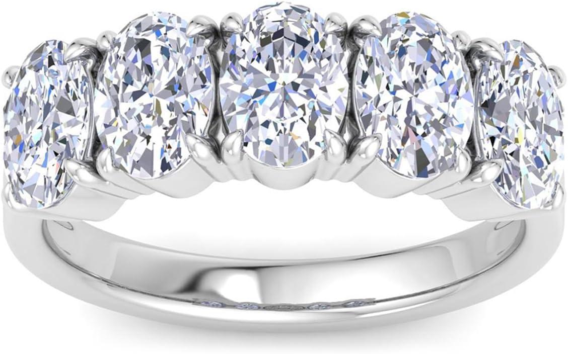 imageMartha Stewart 3 Carat Lab Grown Diamond Ring Five Stone Diamond Engagement Ring in 14 Karat Goldwhitegold