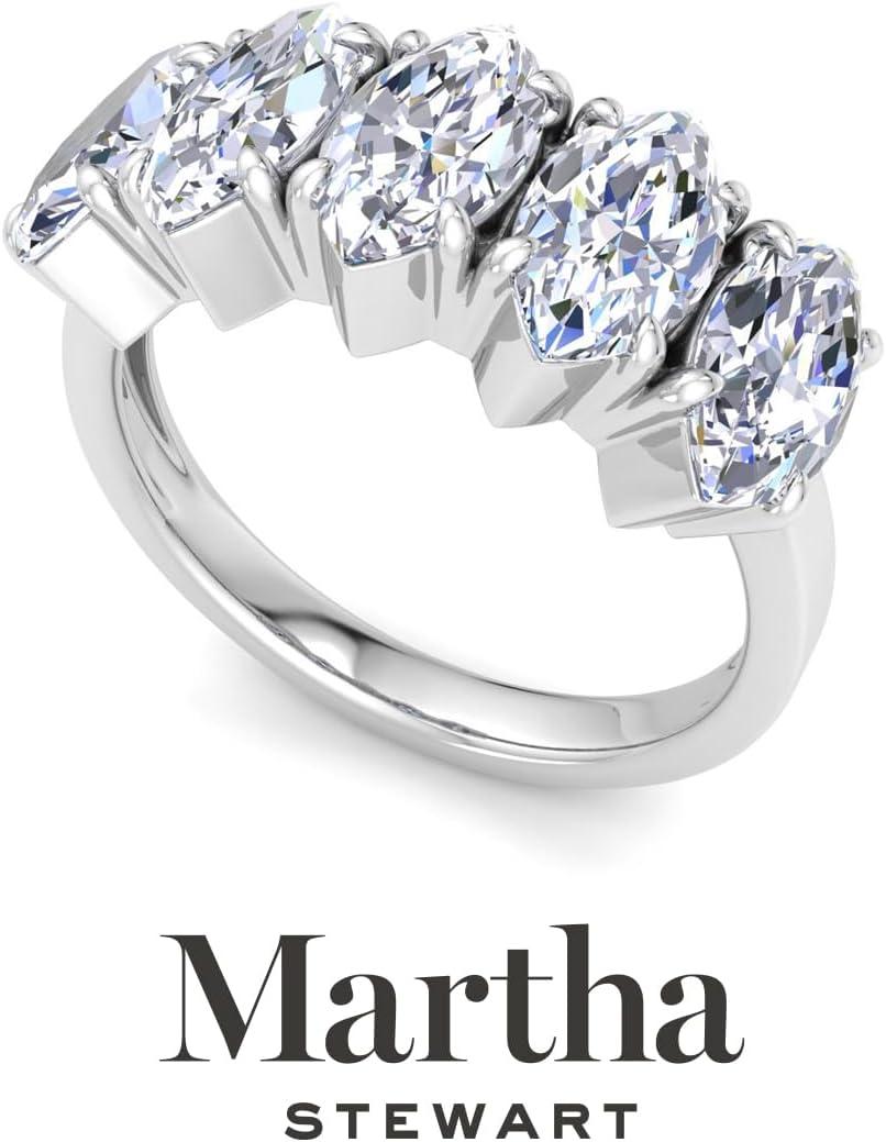 imageMartha Stewart 3 Carat Lab Grown Diamond Ring Five Stone Diamond Engagement Ring in 14 Karat Goldwhitegold