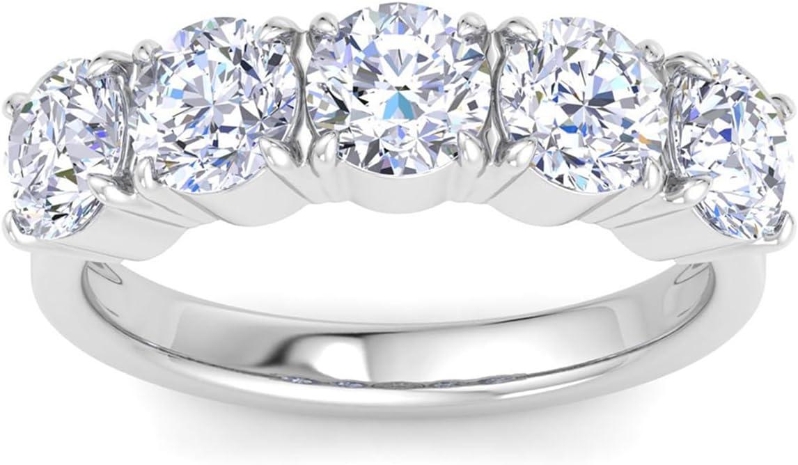 imageMartha Stewart 3 Carat Lab Grown Diamond Ring Five Stone Diamond Engagement Ring in 14 Karat Goldwhitegold