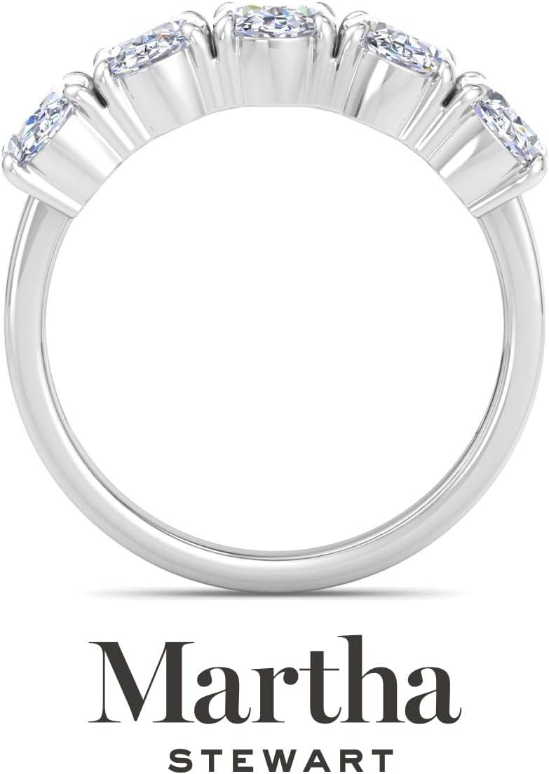 imageMartha Stewart 3 Carat Lab Grown Diamond Ring Five Stone Diamond Engagement Ring in 14 Karat Goldwhitegold