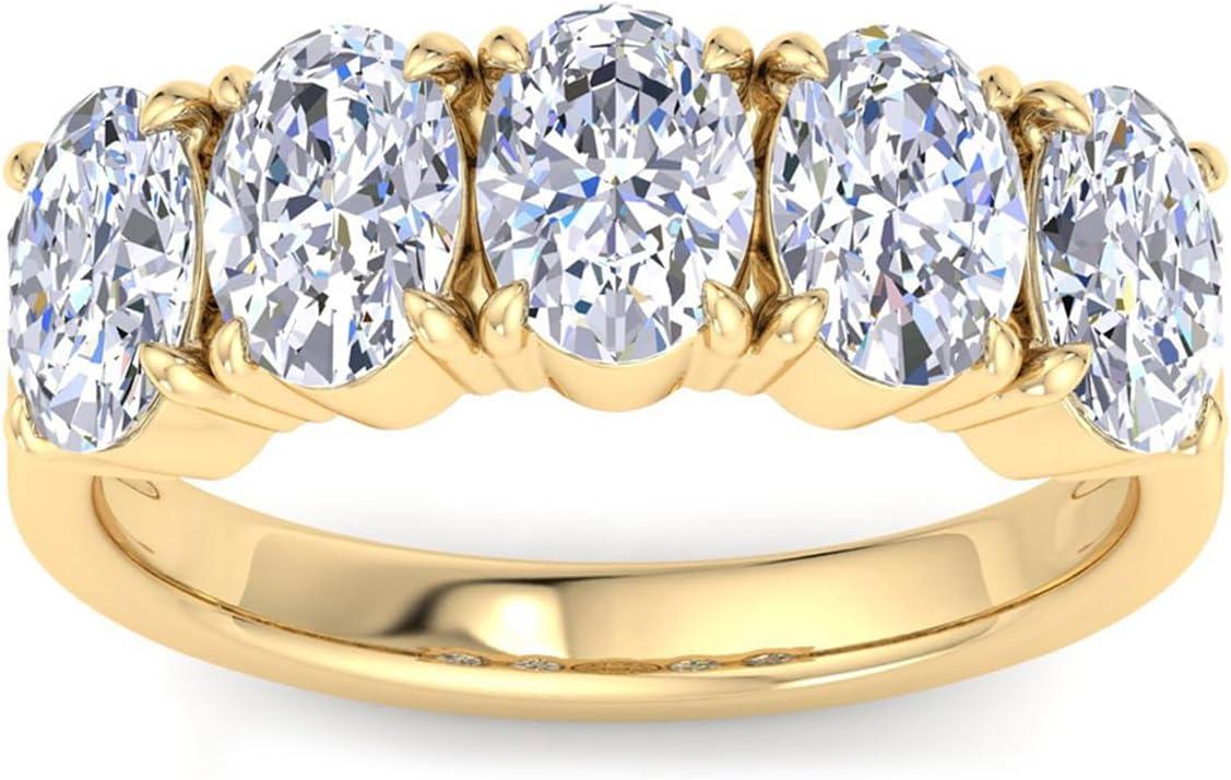 imageMartha Stewart 3 Carat Lab Grown Diamond Ring Five Stone Diamond Engagement Ring in 14 Karat Goldyellowgold