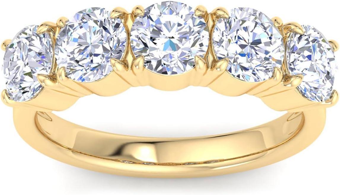 imageMartha Stewart 3 Carat Lab Grown Diamond Ring Five Stone Diamond Engagement Ring in 14 Karat Goldyellowgold