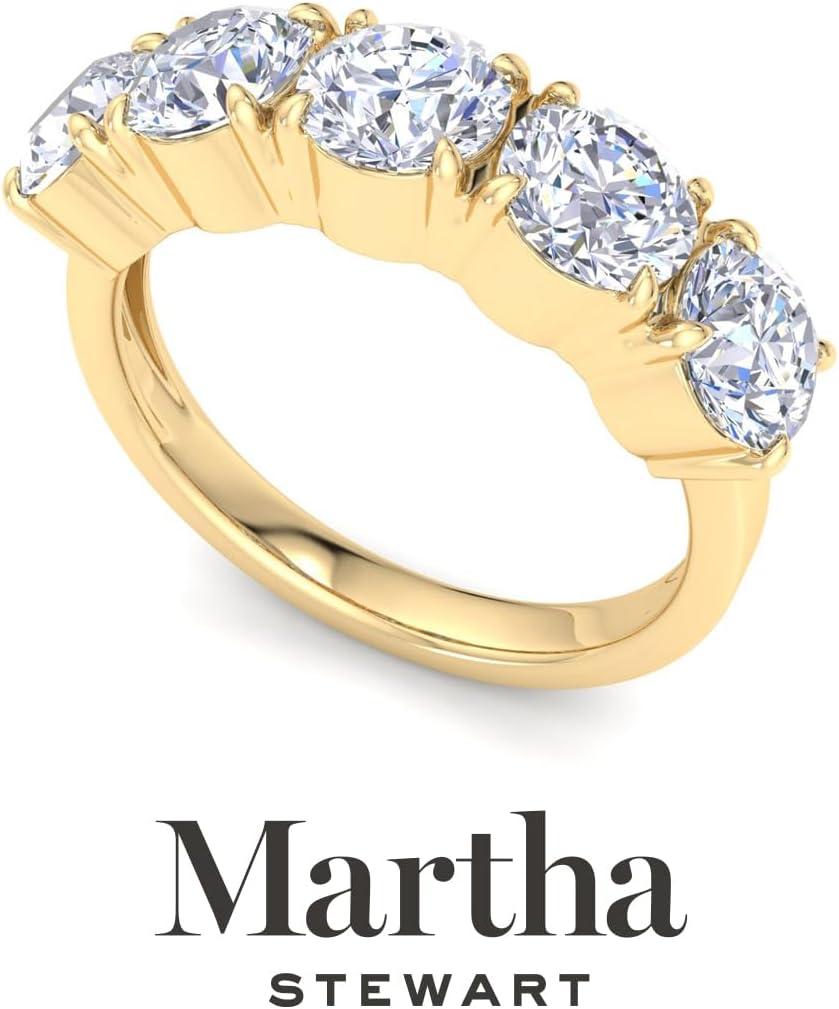 imageMartha Stewart 3 Carat Lab Grown Diamond Ring Five Stone Diamond Engagement Ring in 14 Karat Goldyellowgold