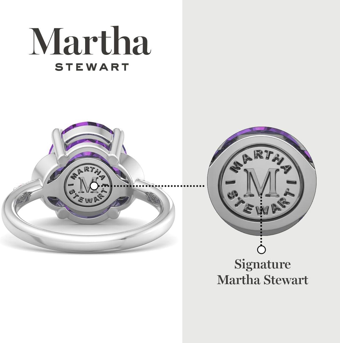 imageMartha Stewart 4 12 Carat Oval Shape Gemstone Ring with Lab Grown Diamonds in Sterling Silver Choose Your GemstoneAmethyst