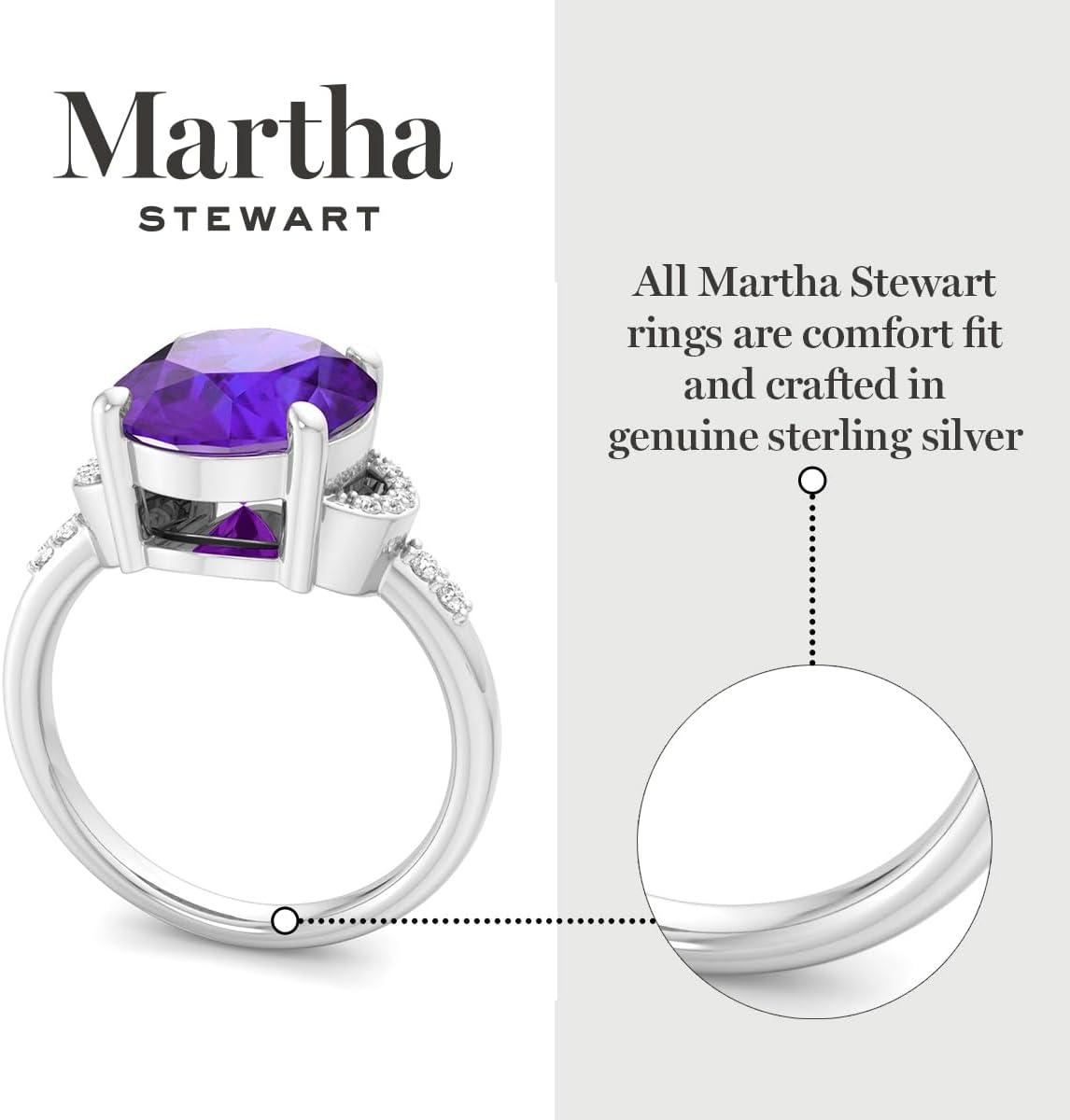 imageMartha Stewart 4 12 Carat Oval Shape Gemstone Ring with Lab Grown Diamonds in Sterling Silver Choose Your GemstoneAmethyst
