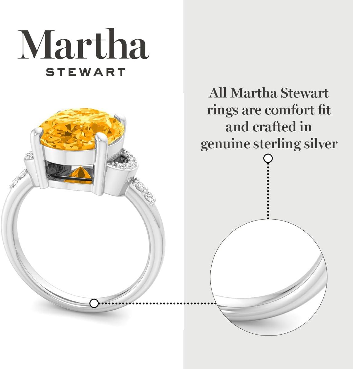 imageMartha Stewart 4 12 Carat Oval Shape Gemstone Ring with Lab Grown Diamonds in Sterling Silver Choose Your GemstoneCitrine