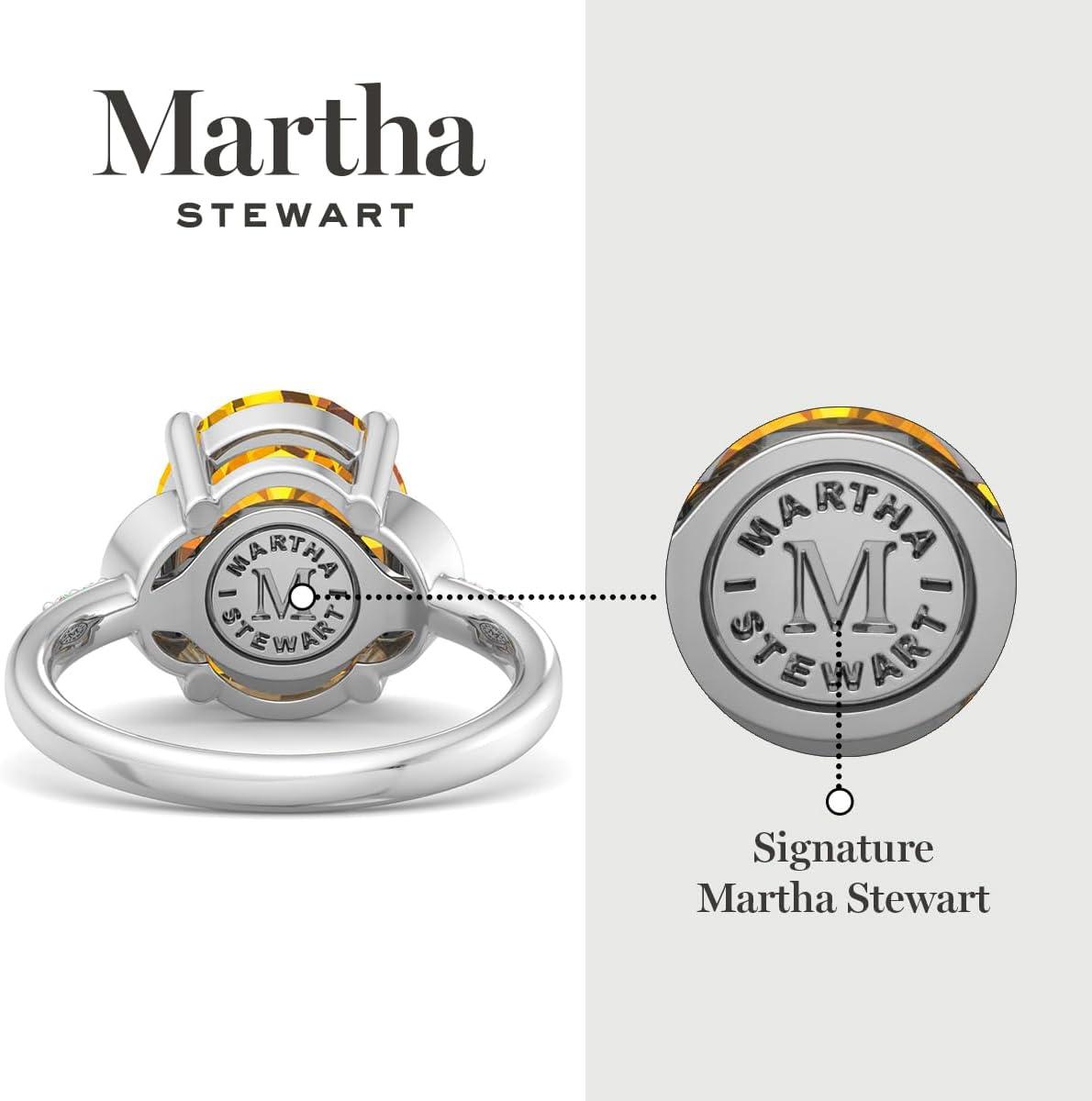 imageMartha Stewart 4 12 Carat Oval Shape Gemstone Ring with Lab Grown Diamonds in Sterling Silver Choose Your GemstoneCitrine