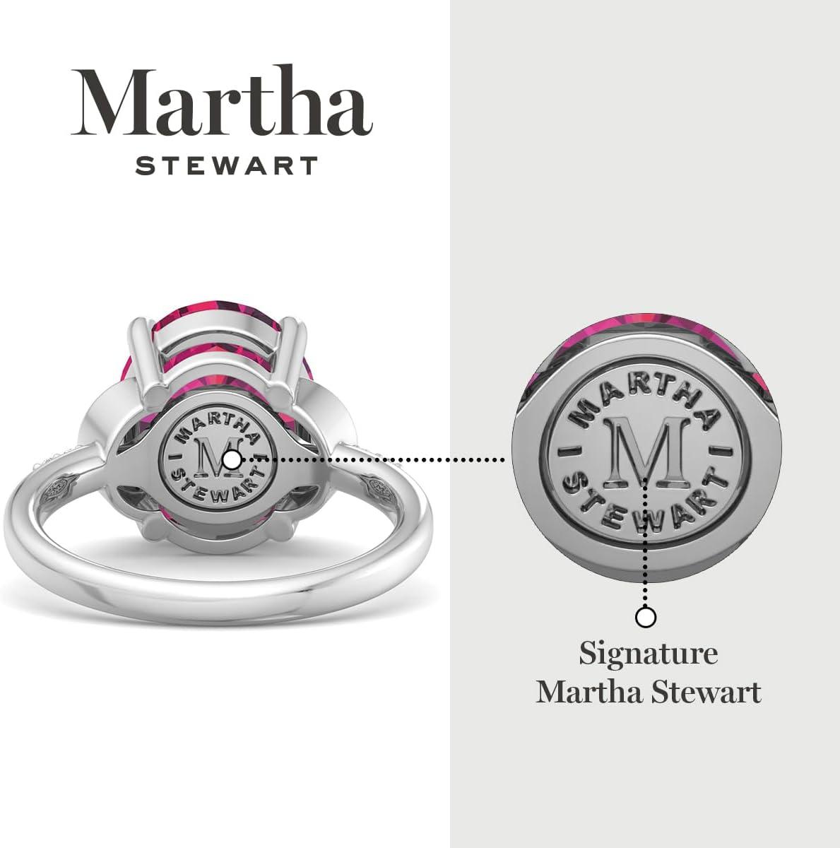 imageMartha Stewart 4 12 Carat Oval Shape Gemstone Ring with Lab Grown Diamonds in Sterling Silver Choose Your GemstoneRuby