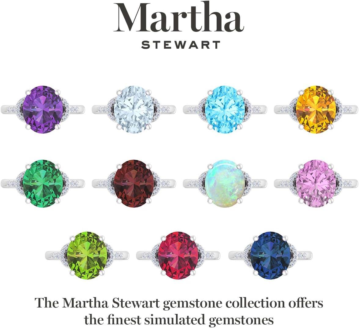imageMartha Stewart 4 12 Carat Oval Shape Gemstone Ring with Lab Grown Diamonds in Sterling Silver Choose Your GemstoneRuby