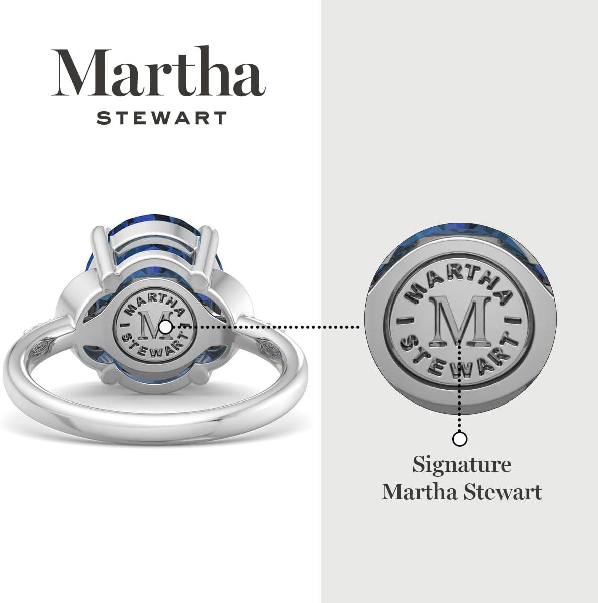 imageMartha Stewart 4 12 Carat Oval Shape Gemstone Ring with Lab Grown Diamonds in Sterling Silver Choose Your GemstoneSapphire