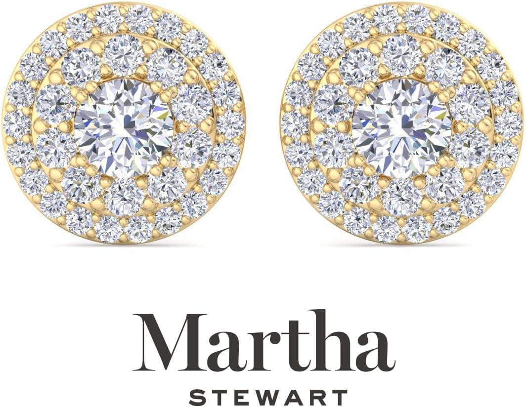 imageMartha Stewart 4 Carat Lab Grown Diamond Halo Stud Earrings In 14K Gold Lab Grown Diamond Earrings for Womenyellowgold