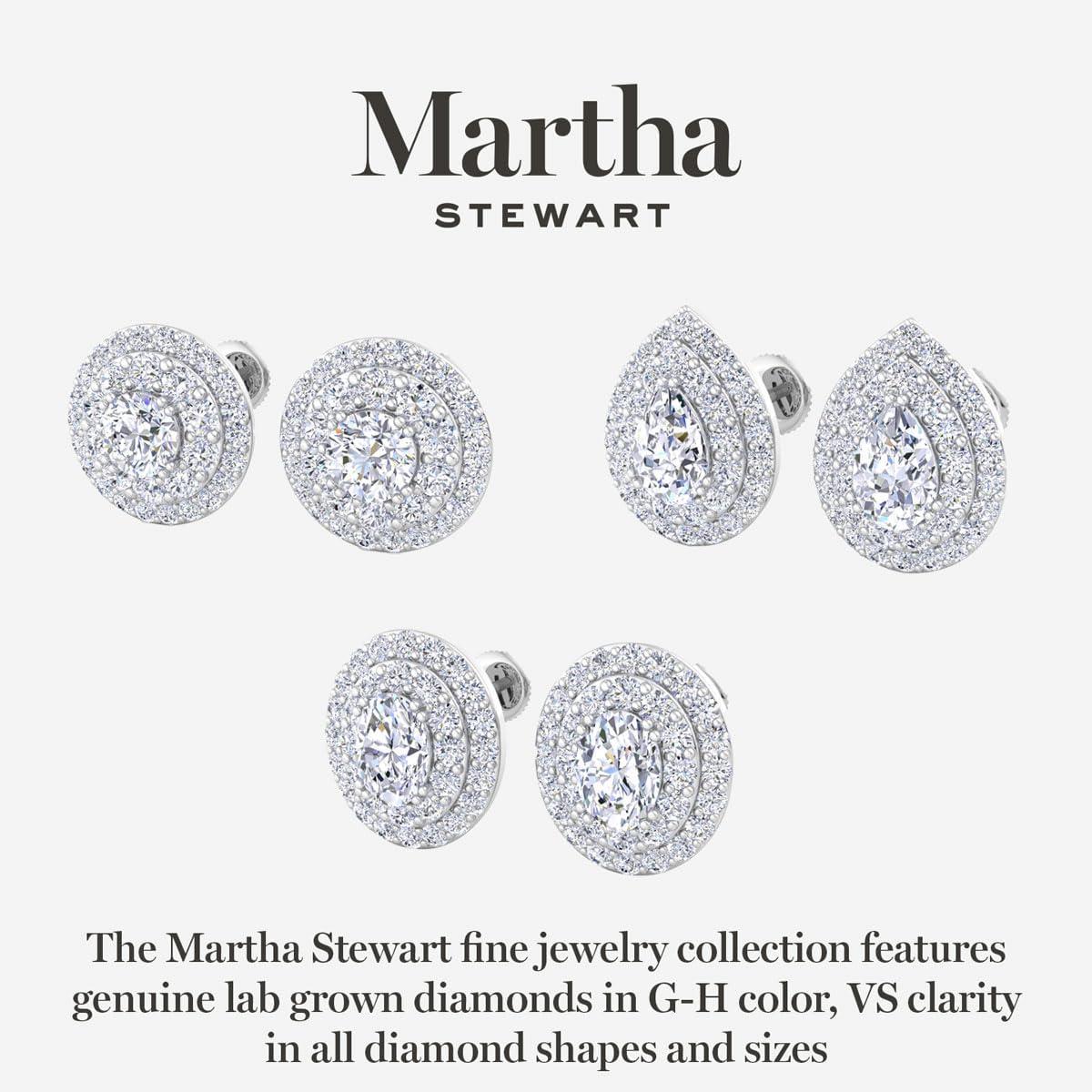 imageMartha Stewart 4 Carat Lab Grown Diamond Halo Stud Earrings In 14K Gold Lab Grown Diamond Earrings for Womenyellowgold