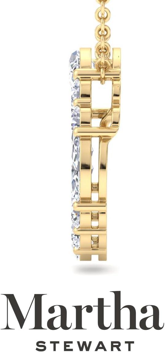 imageMartha Stewart 4 Carat Lab Grown Diamond Marquise and Round Circle Necklace In 14 Karat Gold Lab Grown Diamond Necklace For Womenyellowgold