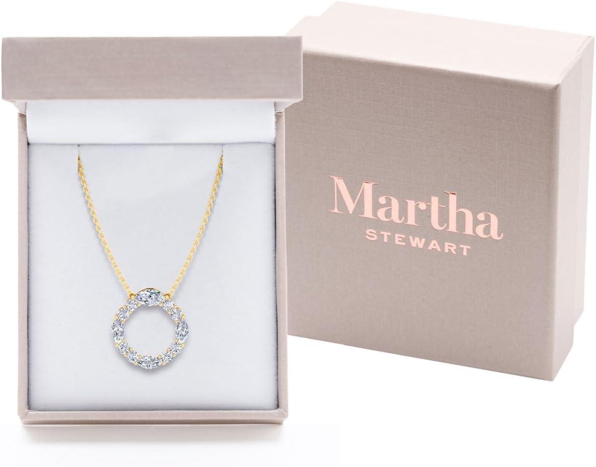 imageMartha Stewart 4 Carat Lab Grown Diamond Marquise and Round Circle Necklace In 14 Karat Gold Lab Grown Diamond Necklace For Womenyellowgold